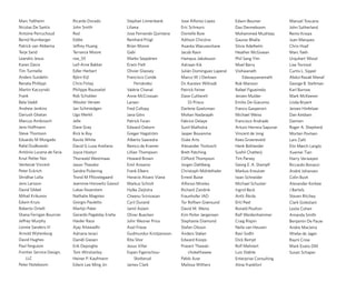 Marc Faltheim              Ricardo Dorado             Stephan Linnenbank       Jose Alfonso Lopez         Edwin Beumer             Manuel Toscano
Nicolas De Santis          John Smith                 Liliana                  Eric Schreurs              Dax Denneboom            John Sutherland
Antoine Perruchoud         Rod                        Jose Fernando Quintana   Donielle Buie              Mohammed Mushtaq         Remo Knops
Bernd Nurnberger           Eddie                      Reinhard Prügl           Adilson Chicória           Gaurav Bhalla            Juan Marquez
Patrick van Abbema         Jeffrey Huang              Brian Moore              Asanka Warusevitane        Silvia Adelhelm          Chris Hopf
Terje Sand                 Terrance Moore             Gabi                     Jacob Ravn                 Heather McGowan          Marc Faeh
Leandro Jesus              nse_55                     Marko Seppänen           Hampus Jakobsson           Phil Sang Yim            Urquhart Wood
Karen Davis                Leif-Arne Bakker           Erwin Fielt              Adriaan Kik                Moel Barry               Lise Tormod
Tim Turmelle               Edler Herbert              Olivier Glassey          Julián Domínguez Laperal   Vishwanath               Curtis L. Sippel
Anders Sundelin            Björn Kijl                 Francisco Conde          Marco W J Derksen               Edavayyanamath      Abdul Razak Manaf
Renata Phillippi           Chris Finlay                    Fernández           Dr. Karsten Willrodt       Rob Manson               George B. Steltman
Martin Kaczynski           Philippe Rousselot         Valérie Chanal           Patrick Feiner             Rafael Figueiredo        Karl Burrow
Frank                      Rob Schokker               Anne McCrossan           Dave Cutherell             Jeroen Mulder            Mark McKeever
Bala Vaddi                 Wouter Verwer              Larsen                        Di Prisco             Emilio De Giacomo        Linda Bryant
Andrew Jenkins             Jan Schmiedgen             Fred Collopy             Darlene Goetzman           Franco Gasperoni         Jeroen Hinfelaar
Dariush Ghatan             Ugo Merkli                 Jana Görs                Mohan Nadarajah            Michael Weiss            Dan Keldsen
Marcus Ambrosch            Jelle                      Patrick Foran            Fabrice Delaye             Francisco Andrade        Damien
Jens Hoffmann              Dave Gray                  Edward Osborn            Sunil Malhotra             Arturo Herrera Sapunar   Roger A. Shepherd
Steve Thomson              Rick le Roy                Greger Hagström          Jasper Bouwsma             Vincent de Jong          Morten Povlsen
Eduardo M Morgado          Ravila White               Alberto Saavedra         Ouke Arts                  Kees Groeneveld          Lars Zahl
Rafal Dudkowski            David G Luna Arellano      Remco de Kramer          Alexander Troitzsch        Henk Bohlander           Elin Mørch Langlo
António Lucena de Faria    Joyce Hostyn               Lillian Thompson         Brett Patching             Sushil Chatterji         Xuemei Tian
Knut Petter Nor            Thorwald Westmaas          Howard Brown             Clifford Thompson          Tim Parsey               Harry Verwayen
Ventenat Vincent           Jason Theodor              Emil Ansarov             Jorgen Dahlberg            Georg E. A. Stampfl      Riccardo Bonazzi
Peter Eckrich              Sandra Pickering           Frank Elbers             Christoph Mühlethaler      Markus Kreutzer          André Johansen
Shridhar Lolla             Trond M Fflòvstegaard      Horacio Alvaro Viana     Ernest Buise               Iwan Schneider           Colin Bush
Jens Larsson               Jeaninne Horowitz Gassol   Markus Schroll           Alfonso Mireles            Michael Schuster         Alexander Korbee
David Sibbet               Lukas Feuerstein           Hylke Zeijlstra          Richard Zandink            Ingrid Beck              J Bartels
Mihail Krikunov            Nathalie Magniez           Cheenu Srinivasan        Fraunhofer IAO             Antti Äkräs              Steven Ritchey
Edwin Kruis                Giorgio Pauletto           Cyril Durand             Tor Rolfsen Grønsund       EHJ Peet                 Clark Golestani
Roberto Ortelli            Martijn Pater              Jamil Aslam              David M. Weiss             Ronald Poulton           Leslie Cohen
Shana Ferrigan Bourcier    Gerardo Pagalday Eraña     Oliver Buecken           Kim Peiter Jørgensen       Ralf Weidenhammer        Amanda Smith
Jeffrey Murphy             Haider Raza                John Wesner Price        Stephanie Diamond          Craig Rispin             Benjamin De Pauw
Lonnie Sanders III         Ajay Ailawadhi             Axel Friese              Stefan Olsson              Nella van Heuven         Andre Macieira
Arnold Wytenburg           Adriana Ieraci             Gudmundur Kristjansson   Anders Stølan              Ravi Sodhi               Wiebe de Jager
David Hughes               Daniël Giesen              Rita Shor                Edward Koops               Dick Rempt               Raym Crow
Paul Ferguson              Erik Dejonghe              Jesus Villar             Prasert Thawat-            Rolf Mehnert             Mark Evans DM
Frontier Service Design,   Tom Winstanley             Espen Figenschou-             chokethawee           Luis Stabile             Susan Schaper
    LLC                    Heiner P. Kaufmann              Skotterud           Pablo Azar                 Enterprise Consulting
Peter Noteboom             Edwin Lee Ming Jin         James Clark              Melissa Withers            Aline Frankfort
 