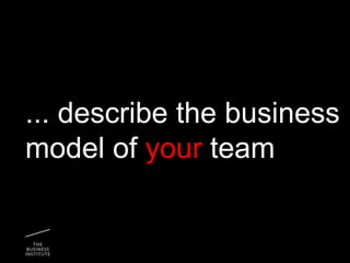 ... describe the business
model of your team
 