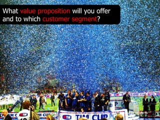 What value proposition will you offer
and to which customer segment?




                    describing how a wealth management bank acquires its clients
 