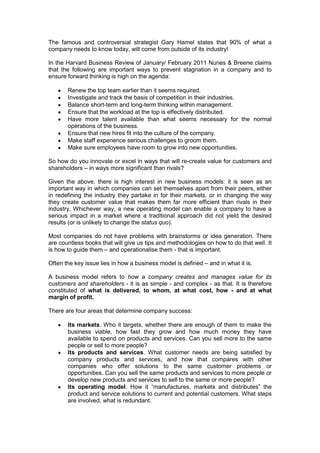 Investigate and track the basis of competition in their industries. 