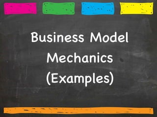 Business Model
Mechanics
(Examples)

 