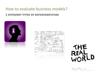 How to evaluate business models?
3 different types of experimentation
 