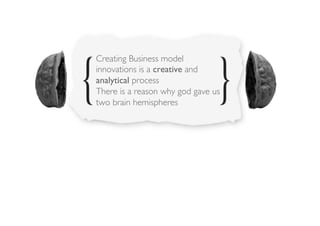 Creating Business model
innovations is a creative and
analytical process "
There is a reason why god gave us
two brain hem...