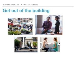 ALWAYS START WITH THE CUSTOMER:
Get out of the building
 