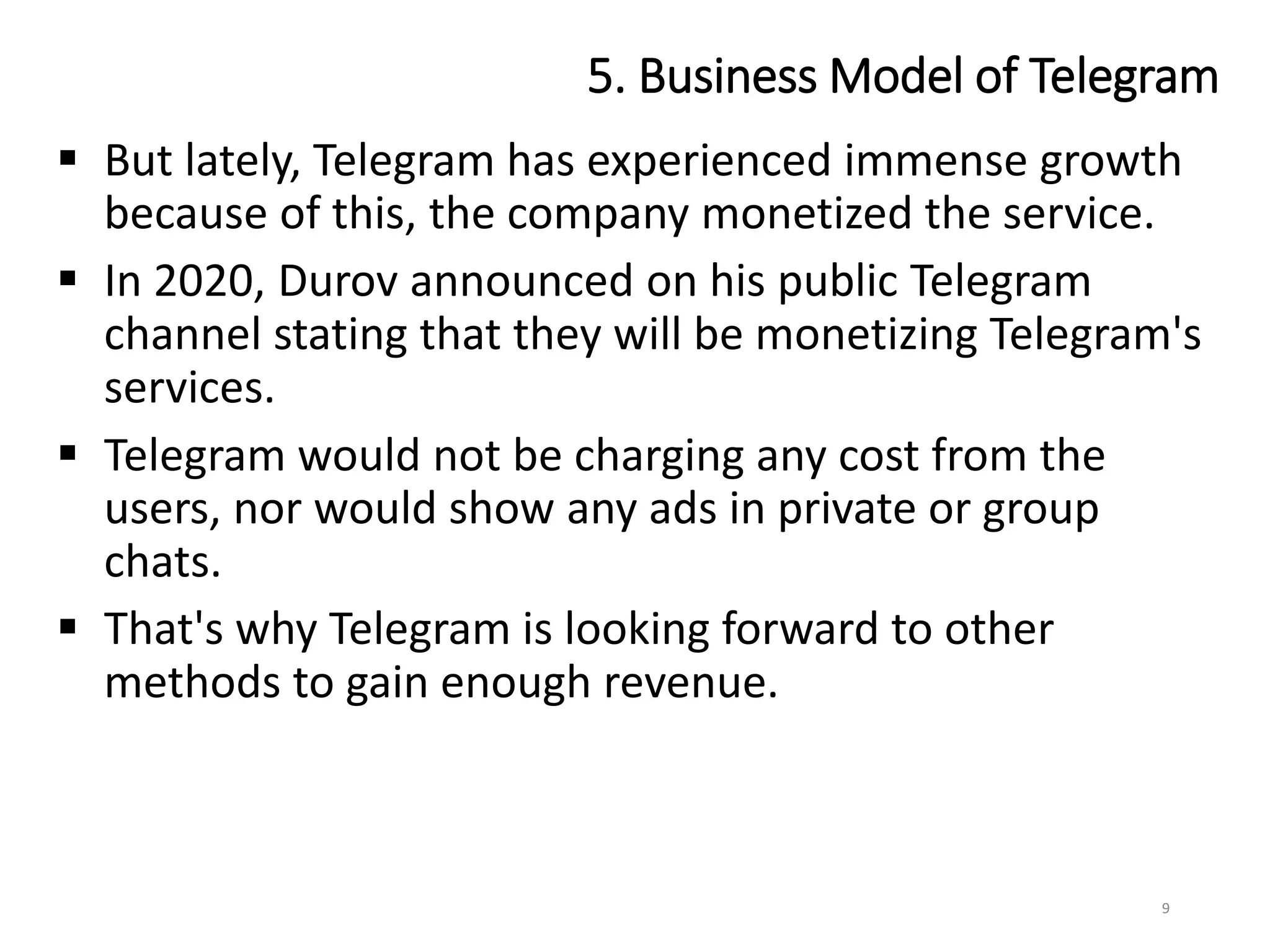 Business model of telegram Berhanemeskel W.Gerima | PPTX