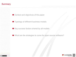 Business Models of Opensource and Free Software