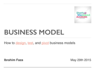 BUSINESS MODEL
How to design, test, and pivot business models
Ibrahim Faza May 29th 2015
 