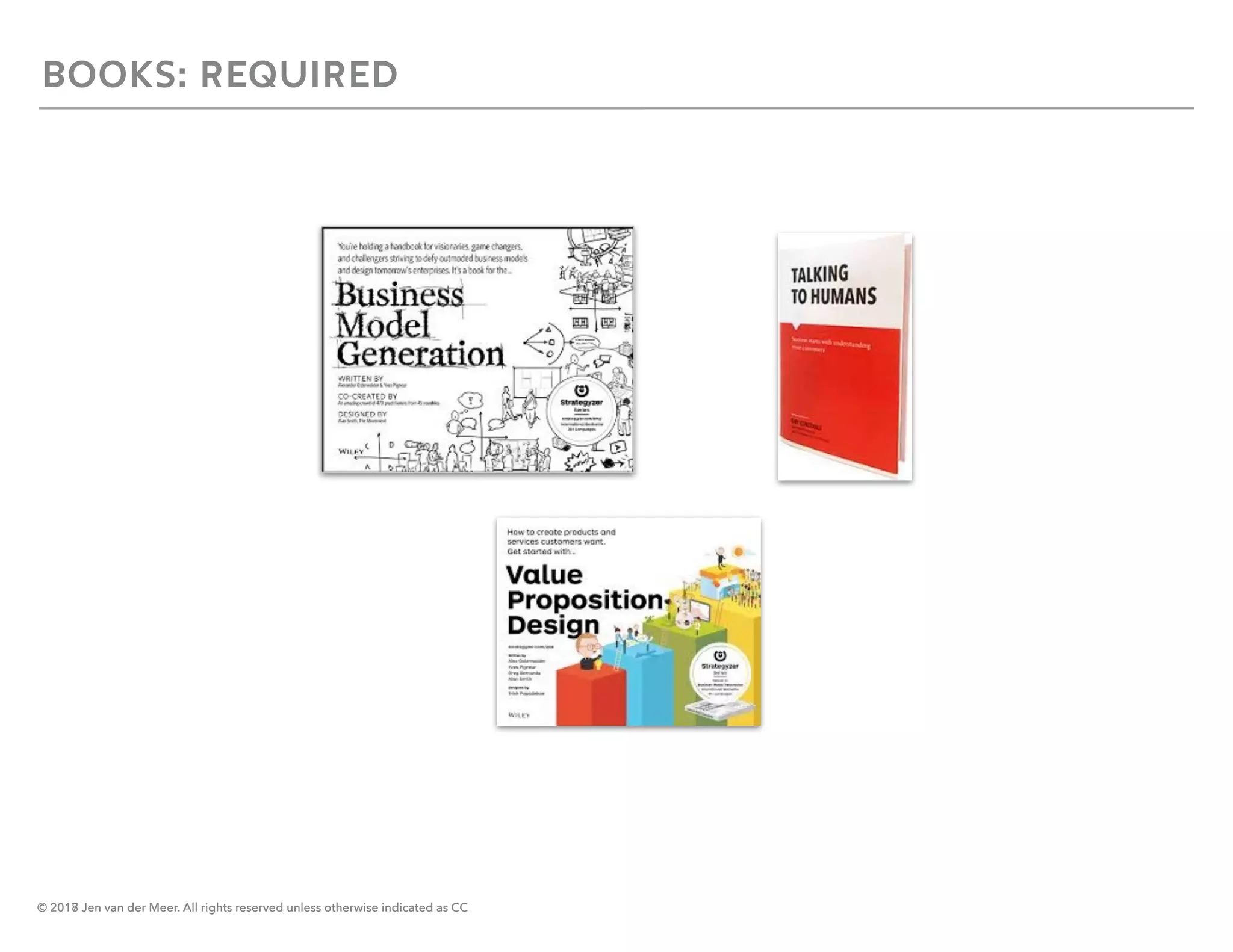 © 2018 Jen van der Meer. All rights reserved unless otherwise indicated as CC
BOOKS: REQUIRED
© 2017 Jen van der Meer. All rights reserved unless otherwise indicated as CC
 