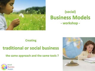 (social)
Business Models
- workshop -
Creating
traditional or social business
the same approach and the same tools ?
 