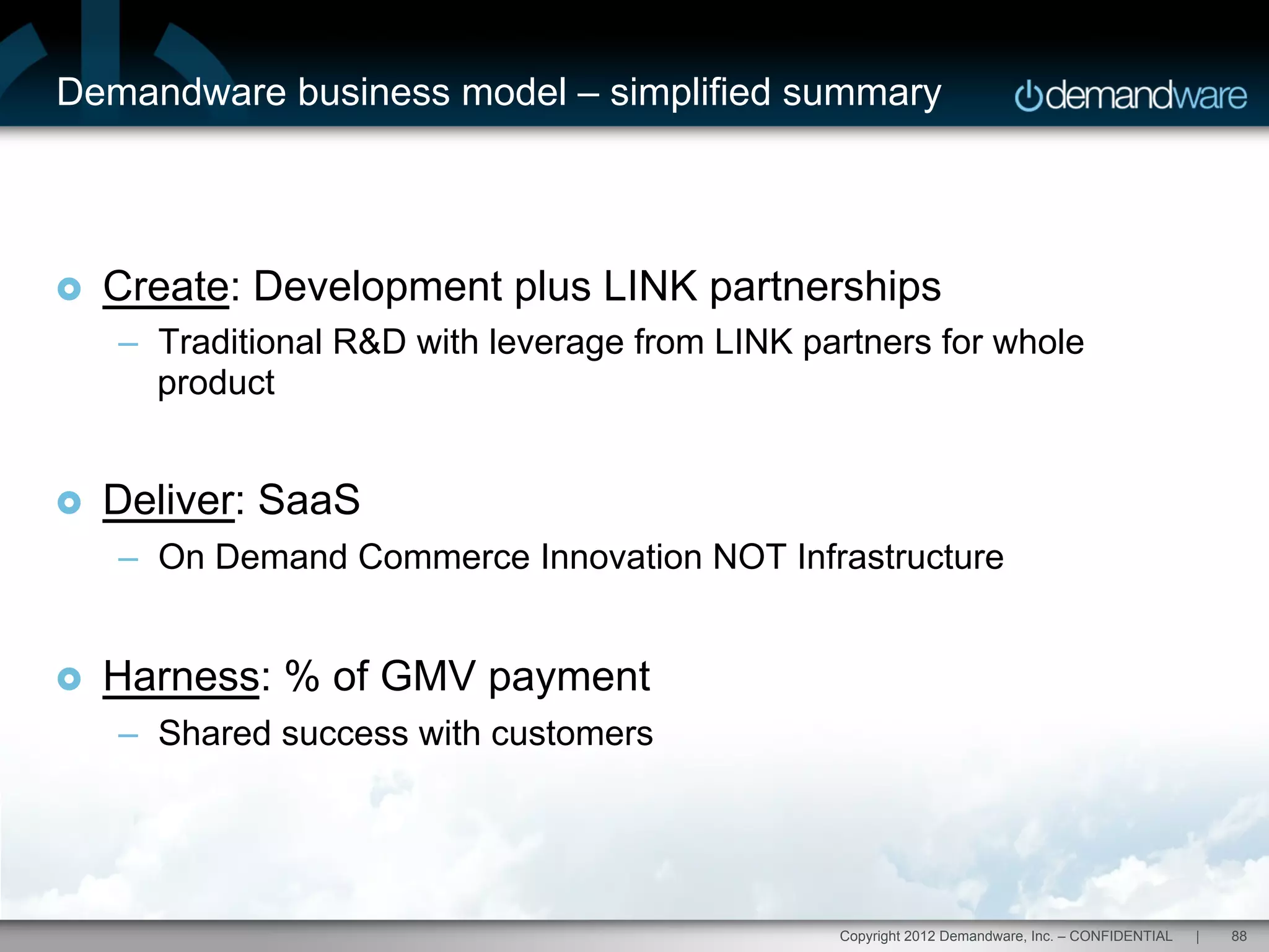 Harvard innovation lab :   Michael J Skok :   Startup Secrets :   Business Model
Hi                                                                      www.mjskok.com
         #innovationlab          @mjskok            #startupsecrets




     Summary
     • Disruptive Business Model – as significant as
       Technology
     • Focus on CORE differentiation
     • Multiply and Leverage it with innovation like:-
         – Co-Creation
         – Strategic Partners
         – Russian Doll Packaging
         – And Friction Free, SLIPPERY products
     • Design for high value using LCV & CARC
                                                                                         90
 