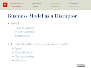 Harvard innovation lab :   Michael J Skok :   Startup Secrets :   Business Model
Hi                                       ...