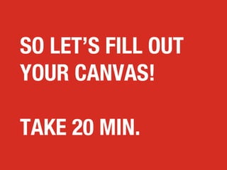 SO LET’S FILL OUT
YOUR CANVAS!
TAKE 20 MIN.

 