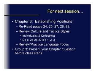 Negotiation Introduction  #2Futura:  Large Manufacturing needs packaging materialsDTX Packaging, Vendor of packaging material.Groups 1-X, 3 minutes, alternate speakers