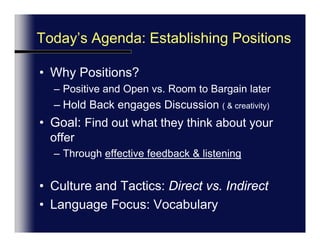 Establishing Positions