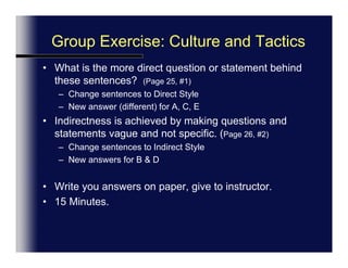 Direct versus IndirectWhich style (direct or indirect) is yours?Which style do you like?Which is more effective?  Why?