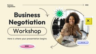 Business
Negotiation
Here is where your presentation begins
2022
Workshop
Business
negotiation
2022
 