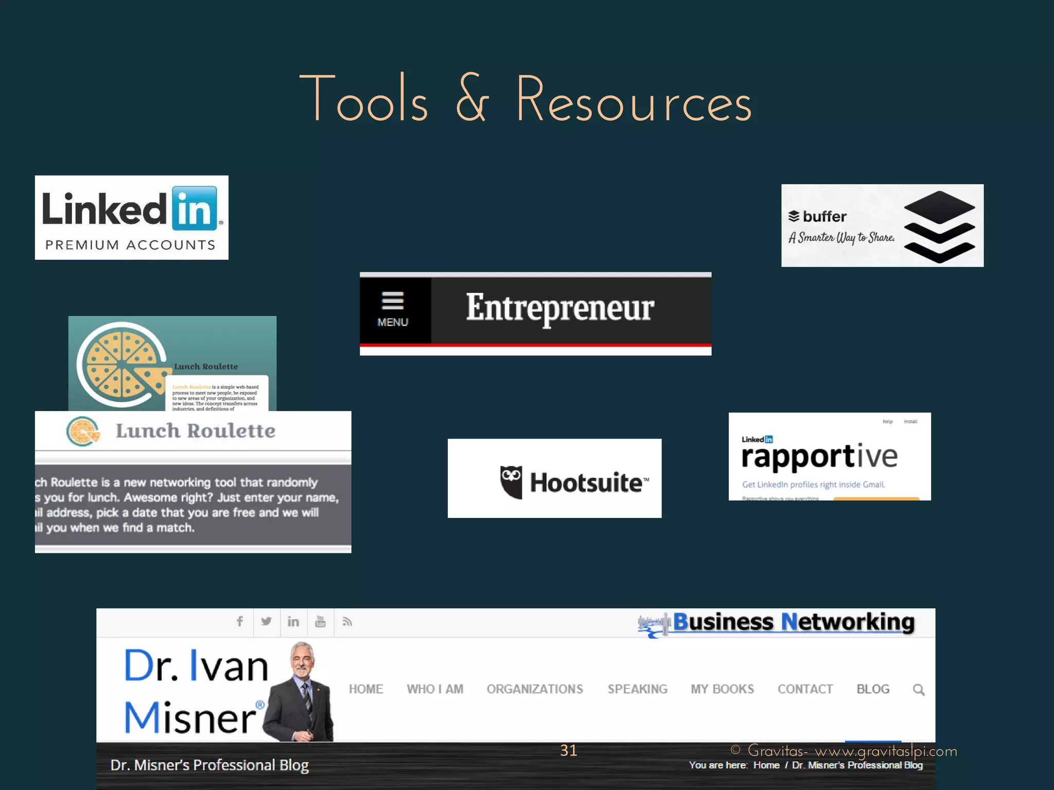 Tools & Resources
31 © Gravitas- www.gravitaslpi.com
 