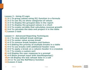 Business objects web intelligence training tasks | PPT