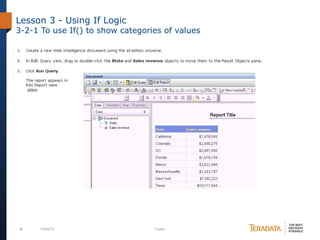 Business objects web intelligence training tasks | PPT