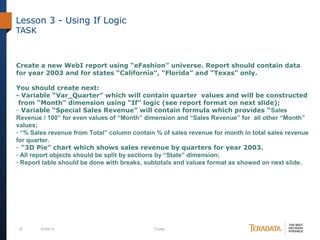 Business objects web intelligence training tasks | PPT