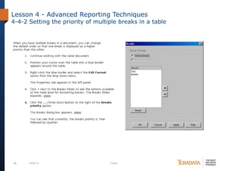 Business objects web intelligence training tasks | PPT