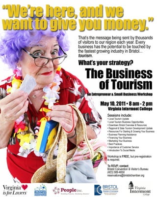 Bristol Business of Tourism Workshop, May 10 Flyer