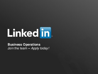Business Operations
Join the team – Apply today!
 