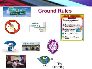 Ground Rules
Enjoy
Learning
 
