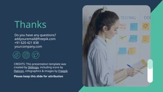 CREDITS: This presentation template was
created by Slidesgo, including icons by
Flaticon, infographics & images by Freepik
Thanks
Do you have any questions?
addyouremail@freepik.com
+91 620 421 838
yourcompany.com
Please keep this slide for attribution
 