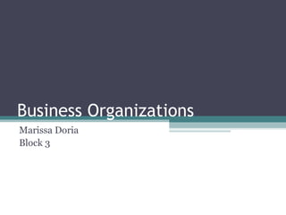 Business Organizations Marissa Doria Block 3 
