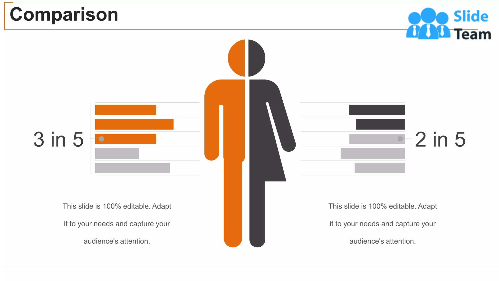Comparison
34
3 in 5
This slide is 100% editable. Adapt
it to your needs and capture your
audience's attention.
2 in 5
This slide is 100% editable. Adapt
it to your needs and capture your
audience's attention.
 