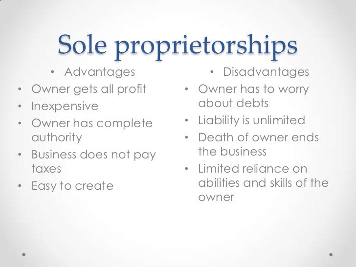 the advantages and disadvantages of sole proprietorship the advantages and disadvantages of sole proprietorship