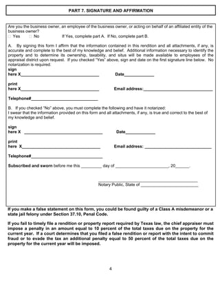 Personal Property Rendition Example Business personal property rendition GCAD | PDF