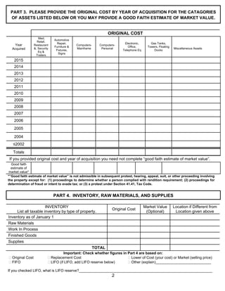 Business personal property rendition GCAD