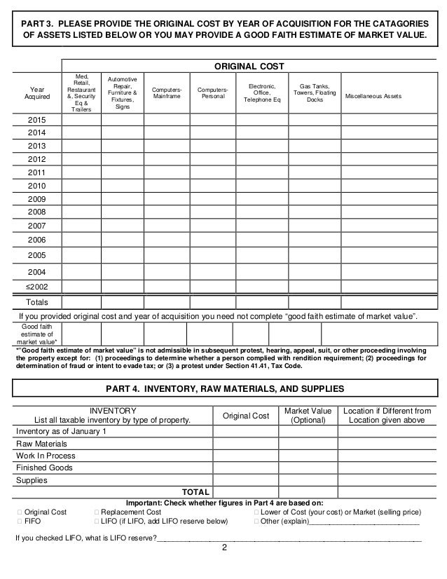 Business personal property rendition GCAD