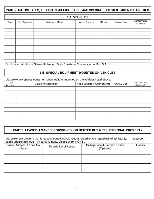 Business personal property rendition GCAD