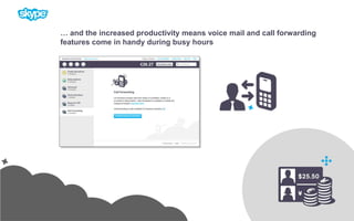 … and the increased productivity means voice mail and call forwarding features come in handy during busy hours