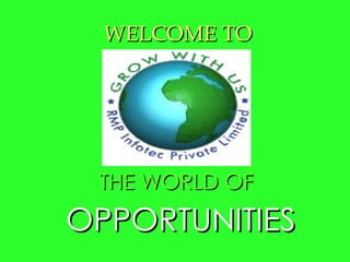 OPPORTUNITIES THE WORLD OF WELCOME TO 