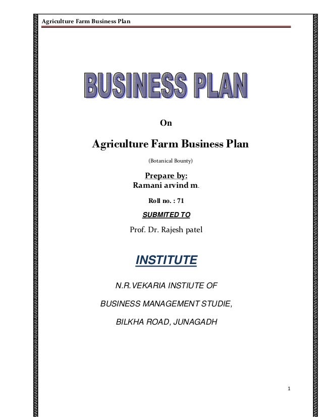 write a business plan on farming