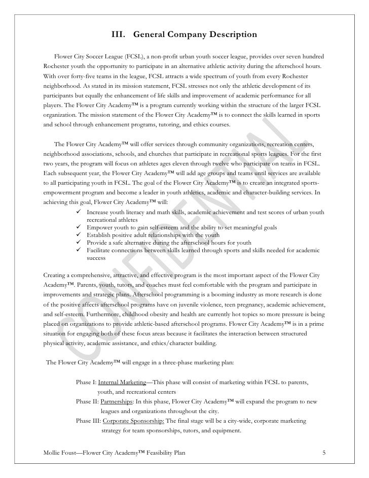 fcsl business plan youth sports business plan