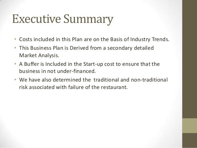 Restuarant business plan sample executive summary