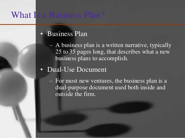 business plan is typically 25 to 35 pages long