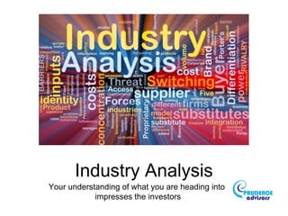 Industry Analysis
Your understanding of what you are heading into
impresses the investors