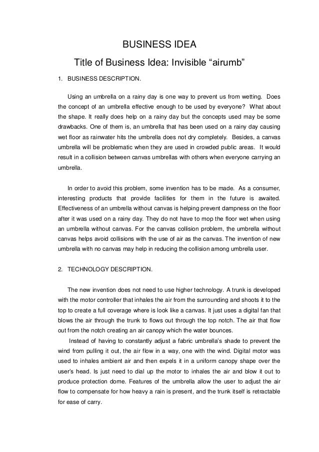 Business plan decription of buysiness