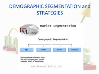 DEMOGRAPHIC SEGMENTATION and
STRATEGIES
 