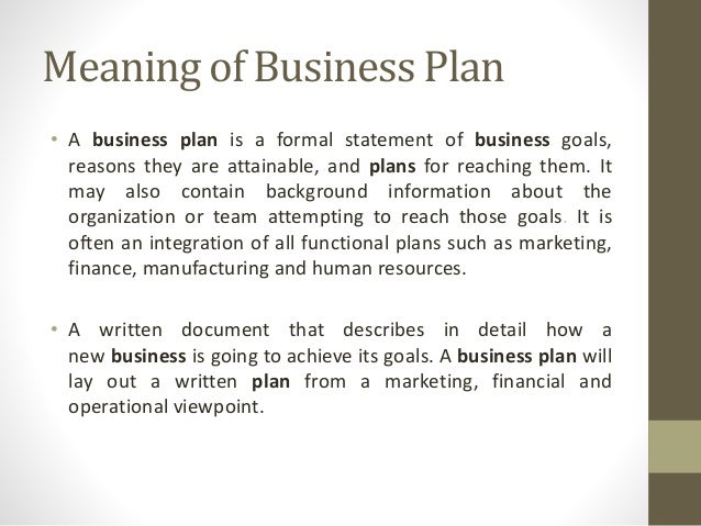 meaning of management business plan