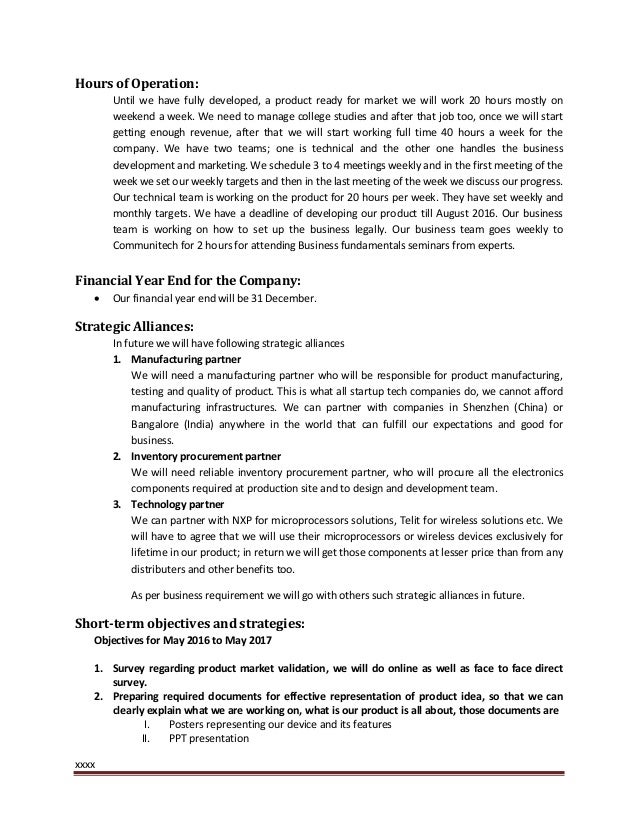 format of business plan in entrepreneurship