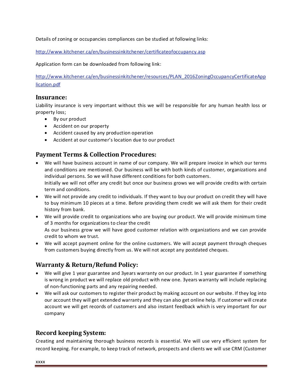 Sample Entrepreneurship Business plan for students