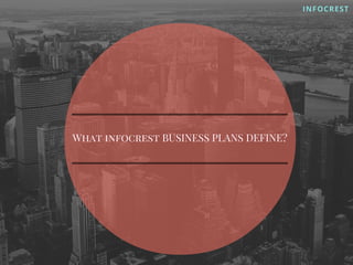 INFOCREST
What infocrest BUSINESS PLANS DEFINE?
 