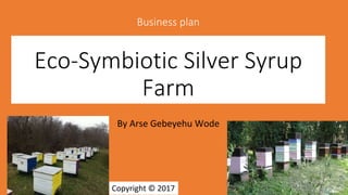Business plan
Eco-Symbiotic Silver Syrup
Farm
By Arse Gebeyehu Wode
Copyright © 2017
 